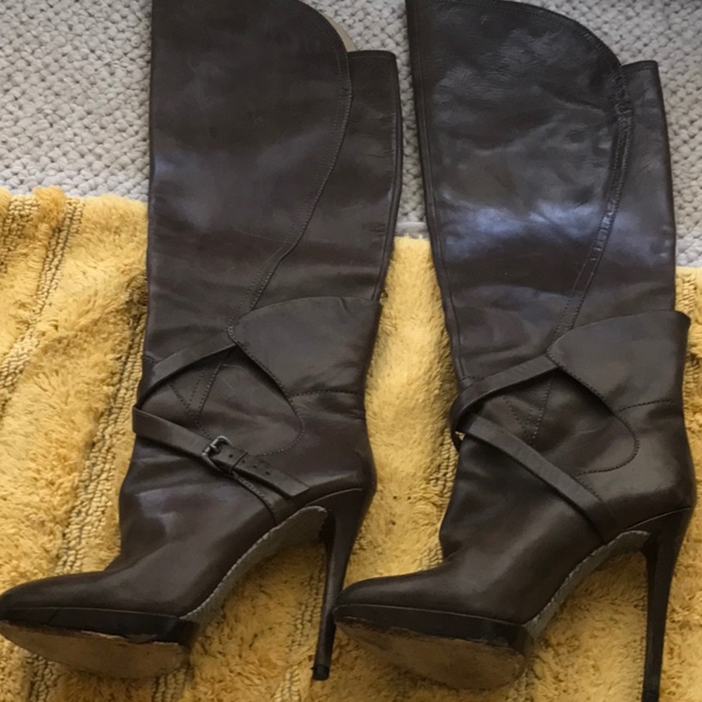 Taupe over the knee boots